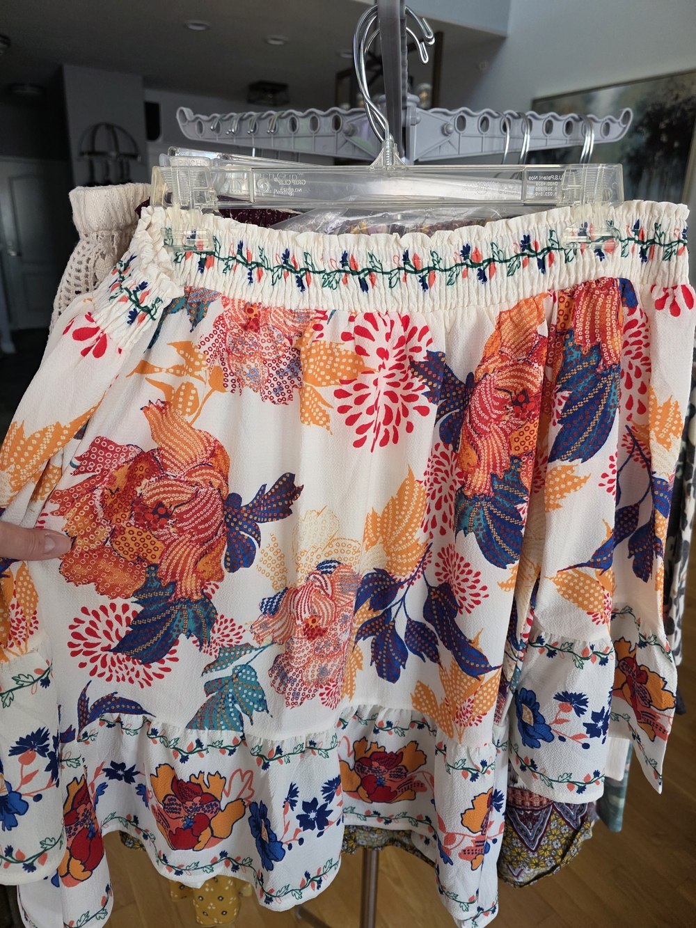 Flying Tomato White Off Shoulder Top with Colorful Floral Print